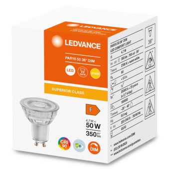 Ampoule Spot LED Ledvance/Osram GU10 4,7W 350Lm 2700K 36º IP20 Dimmable - Couleur Blanco Muy Cálido